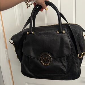 Michael Kors Black Satchel with Gold Accents